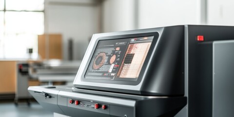 Fototapete - Sleek Robotic Lab Interface High-Tech Automation Panel with Touch Display in Stainless Steel - Transforming Laboratory Efficiency for Advanced Research Facilities