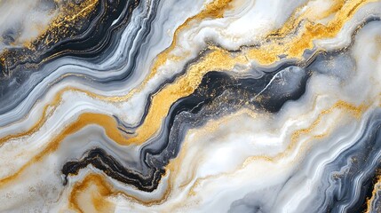 Fototapete - Mesmerizing fluid art showcasing the captivating swirling patterns and dynamic movement of marble like textures in a serene monochrome color palette  This abstract