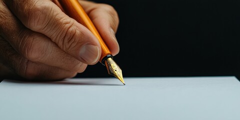 Poster - Minimalist Executive Authority Elegant Fountain Pen and Textured Paper for Luxury Business Documentation and Contracts in Modern Professional Environments