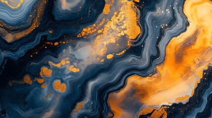 Fototapete - Mesmerizing fluid motion of vibrant agate inspired abstract texture with dynamic swirls splashes and metallic gold accents  Captivating digital art background with a transcendent ethereal