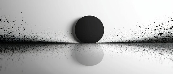 Canvas Print - Black sphere, speckled reflection, minimalist design