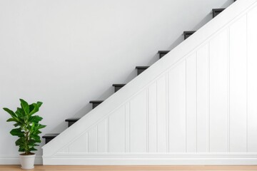Poster - Minimalist Under-Stairs Storage Sleek White Cabinets with Black Accents for Modern Home Interiors - Real Estate Staging and Interior Design Optimization