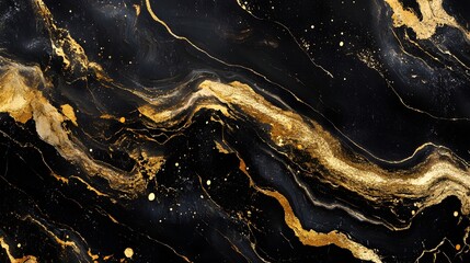 Leinwandbilder - Mesmerizing Marble and Gold Abstract Texture with Cosmic Allure   Captivating contemporary background with dynamic swirls glimmering golden accents and a mysterious
