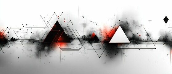 Wall Mural - Abstract geometric art red black white grunge