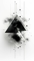 Wall Mural - Abstract grayscale geometric art, triangles, grunge.