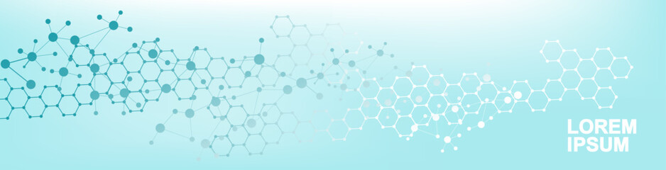 Wall Mural - structure molecule and communication dna, atom, neurons. science concept for your design. connected 