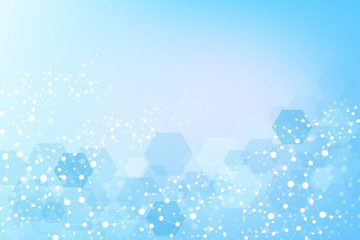 Wall Mural - modern scientific background with hexagons, lines and dots. wave flow abstract background. molecular
