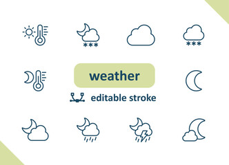 weather icons. weather forecast, meteorology, wind, clouds, rain, sunny vector icon set