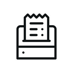 Poster - Fiscal registrar line icon, paper receipt printer vector symbol with editable stroke