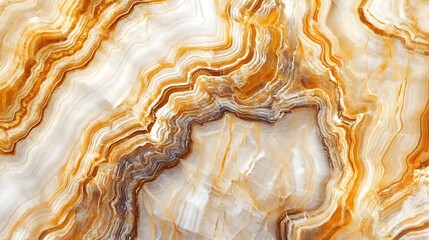 Leinwandbilder - Mesmerizing natural stone texture with vibrant amber and beige hues showcasing intricate swirls wavy patterns and banded formations  This marble like background is perfect for various design art