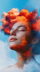 Fototapete - Vivid Dreamscape Portrait Ethereal Smoke and Clouds with Lush Colors - Creative Expression for Artistic Marketing and Visual Branding in Modern Digital Spaces