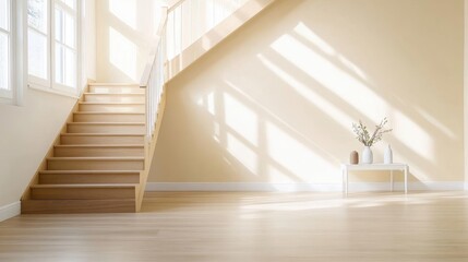 Aufkleber - A minimalist interior with empty space and a light beige color tone