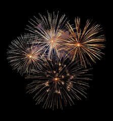 Poster - Fireworks exploding in the night sky, creating a festive atmosphere