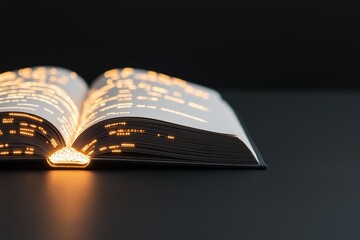 Poster - Open Book with Digital Holograms Illustrating Futuristic Learning Concepts