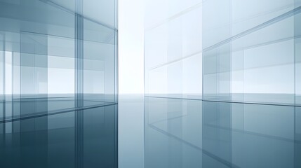 Aufkleber - Minimalist glass and steel interior with panoramic window view creating a bright open and spacious corporate office or creative studio setting  The clean contemporary design features sleek lines