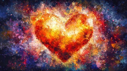 Poster - abstract-art-style,  Abstract watercolor red, pink heart background Concept love, valentine day greeting card  ,space for text,