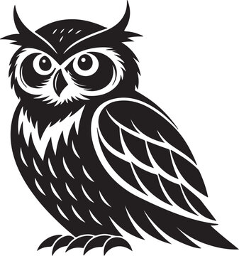 owls vector shilhouette . Owls vector icons in black and white. 