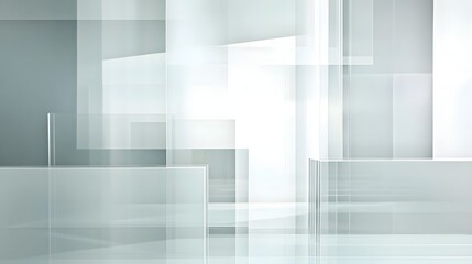 Fototapete - Minimalist transparent glass and geometric architectural design abstract background for modern office or studio scene  Clean elegant and futuristic interior design concept with light reflection