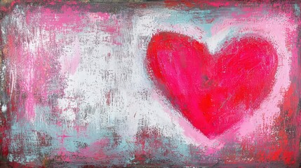 Poster - abstract-art-style,  Abstract red, pink heart on white background Concept love, valentine day greeting card  ,space for text,