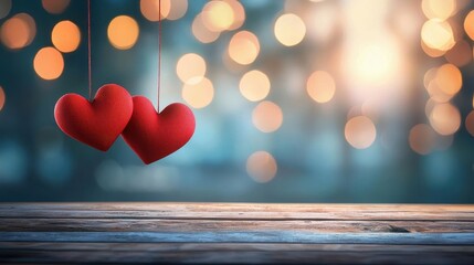 Poster - abstract-art-style,  Bokeh heart background Valentine's day concept  ,space for text,