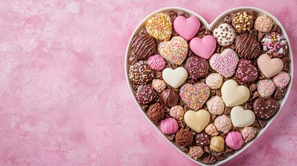 Poster - abstract-art-style,  Chocolate Candy Heart Sweets  ,space for text,