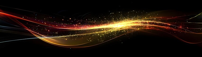 Leinwandbilder - Radiant waves of ethereal energy swirl and spark creating a captivating digital cosmos of luminous light and dazzling motion  This abstract futuristic image evokes a sense of power innovation
