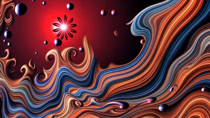 Fototapete - A colorful wave with many different colors. There are many different colored circles in the wave. The wave is purple, blue, and red