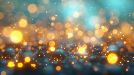 Canvas Print - abstract background of out of focus lights with warm yellow and blue colors.