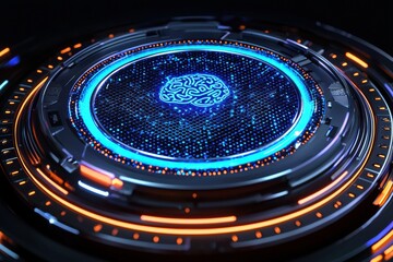 Aufkleber - Futuristic glowing brain representing artificial intelligence processing data