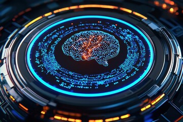 Aufkleber - Futuristic brain circuitry illuminating artificial intelligence interface