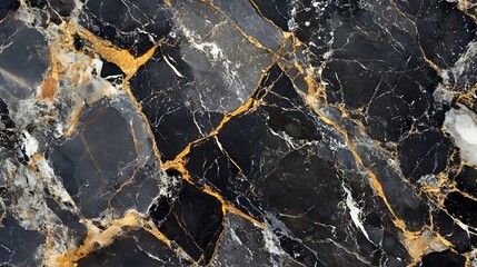Leinwandbilder - Striking black and gold marble texture with intricate cracked pattern for premium design projects home decor architecture and luxury branding