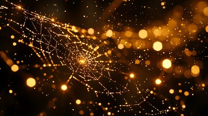 Aufkleber - Sparkling spiderweb, night, glowing particles, abstract art