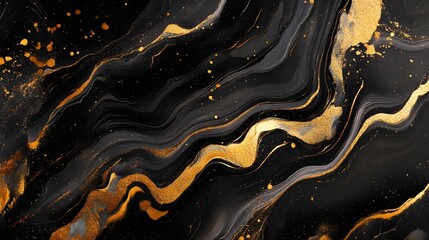 Poster - Stunning abstract background with a dramatic marbled splatter of rich metallic hues in gold copper and black  The captivating pattern fluid movement