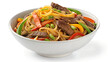 © J.G Studio - Aromatic Stir-Fried Beef Noodles with Colorful Vegetables: Red and Yellow Bell Peppers, Green Beans, and Carrots