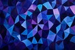 Abstract geometric low poly background with blue, purple, and black triangles.