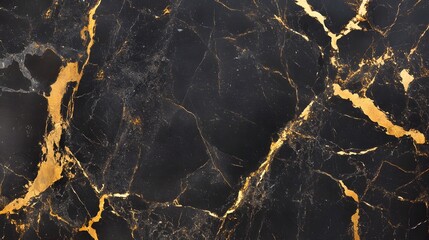 Leinwandbilder - Stunning Black and Gold Marble Texture with Intricate Cracked Patterns   Luxurious Elegant and Sophisticated Background for Premium Design Decor Branding and Advertising