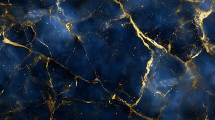 Leinwandbilder - Stunning blue and gold veined marble texture abstract background with elegant geometric patterns and luminous metallic accents perfect for sophisticated design and luxury branding