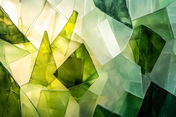 Poster - Abstract green and white glass shard background.