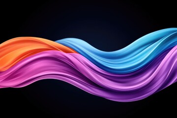 Aufkleber - Colorful abstract wave design flowing on black background