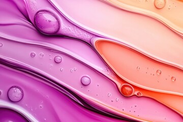 Poster - Colorful cosmetic liquid gel with bubbles creating abstract shapes