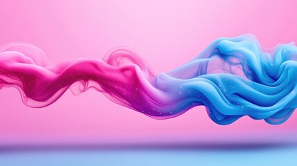 Aufkleber - Abstract pink and blue wave flowing on gradient background