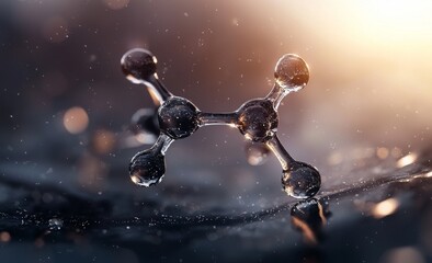 Poster - The study of molecular structures in medicine utilizes science to benefit mankind and incorporates cutting-edge technologies into our lives, shown in a neon-lit 3D molecule model illustration