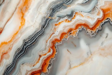 Poster - Abstract orange, grey, and white agate stone texture.