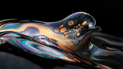 Poster - Abstract shapes, along with holographic elements, fluid colors, liquid hues, trendy gradients, and 3D renderings
