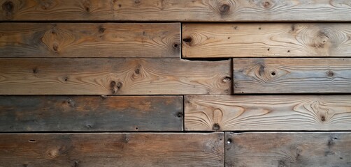 Poster - Rustic wooden pallet wall of weathered, distressed planks. Reclaimed vintage style, natural wood grain, aged texture, decor element for interior design. Bricolage, handmade accent for home, country,