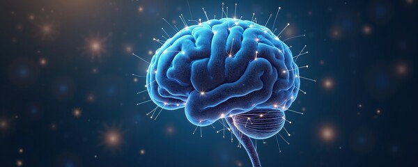 Leinwandbilder - Human brain with neural network connections, artificial intelligence, technology concept. Digital mind transmits signals, stores information in cyberspace. Quantum virtual reality interface,
