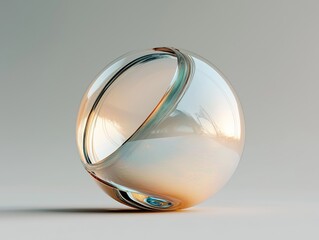 Poster - A 3D ball featuring pink and blue crystal gradient colors is set against a white background, forming an abstract, glossy, and pastel geometric shape