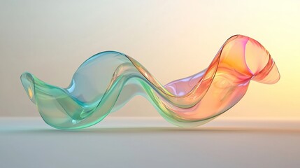 Poster - A holographic design element featuring wavy abstract patterns in bright and trendy neon colors in 3D