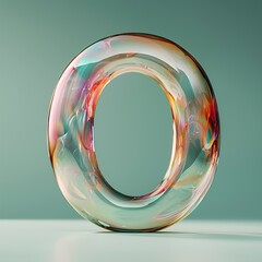 Poster - A vibrant 3D shape hologram featuring a gradient, geometric art poster template, and dispersion effect with glass 3D rendering