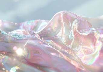 Poster - A modern abstract pastel iridescent holographic foil background, rendered in 3D